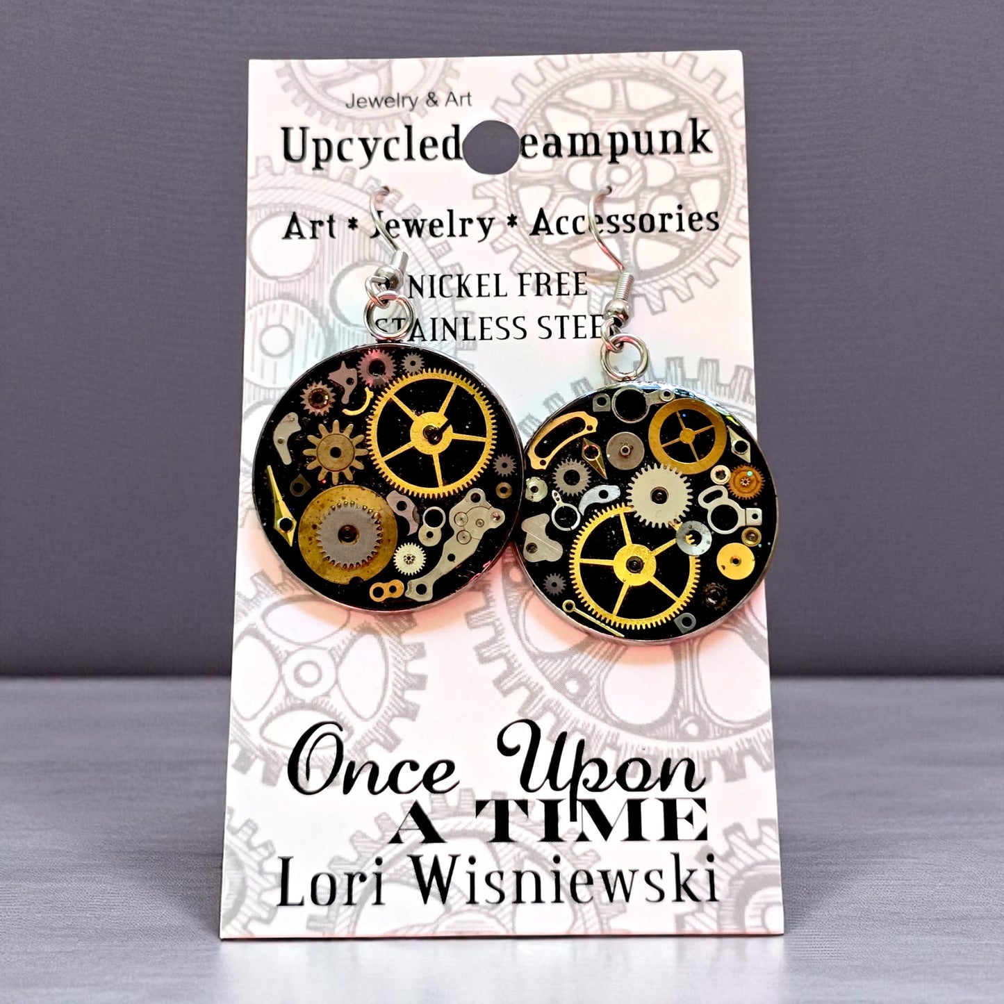 XL Round Watch Part Dangle Earrings