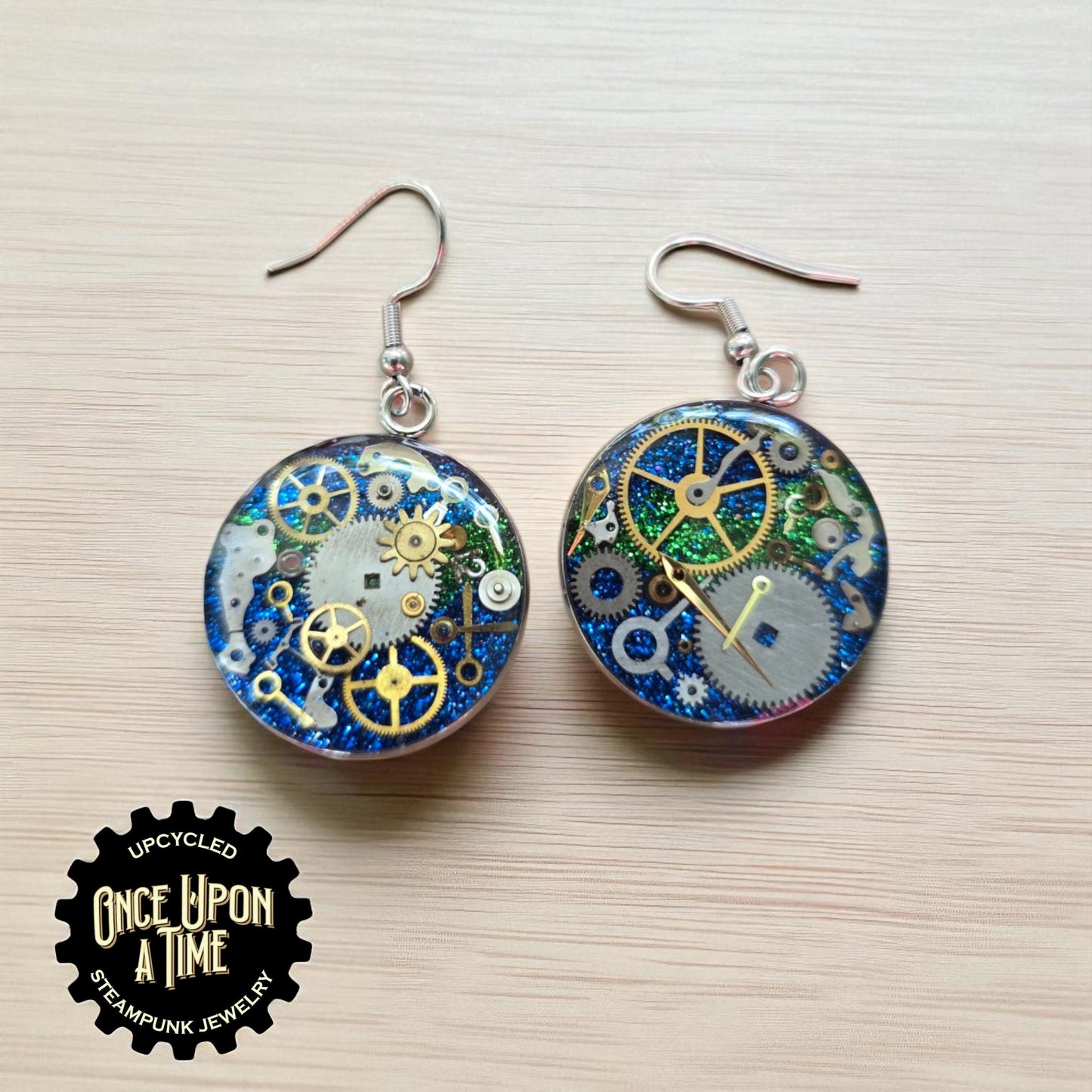 XL Round Watch Part Dangle Earrings
