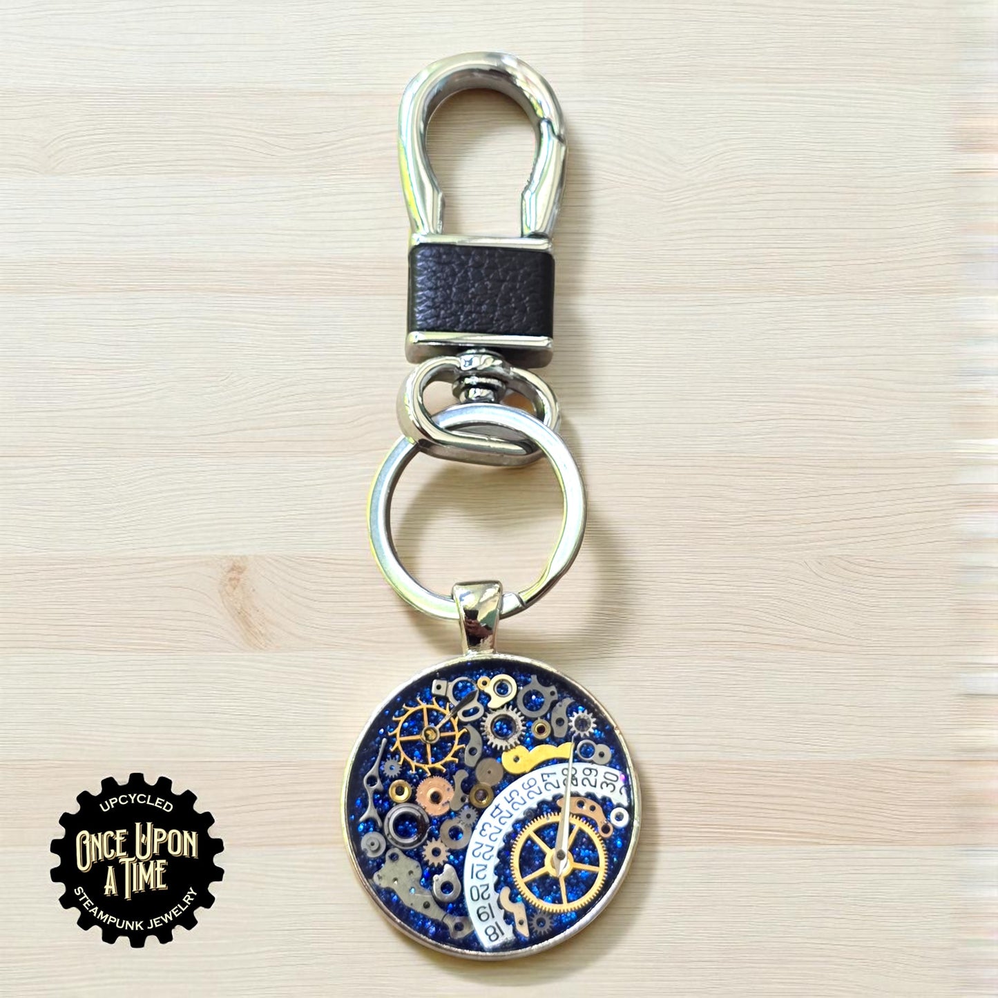 Calendar Large Round Watch Part Keychain