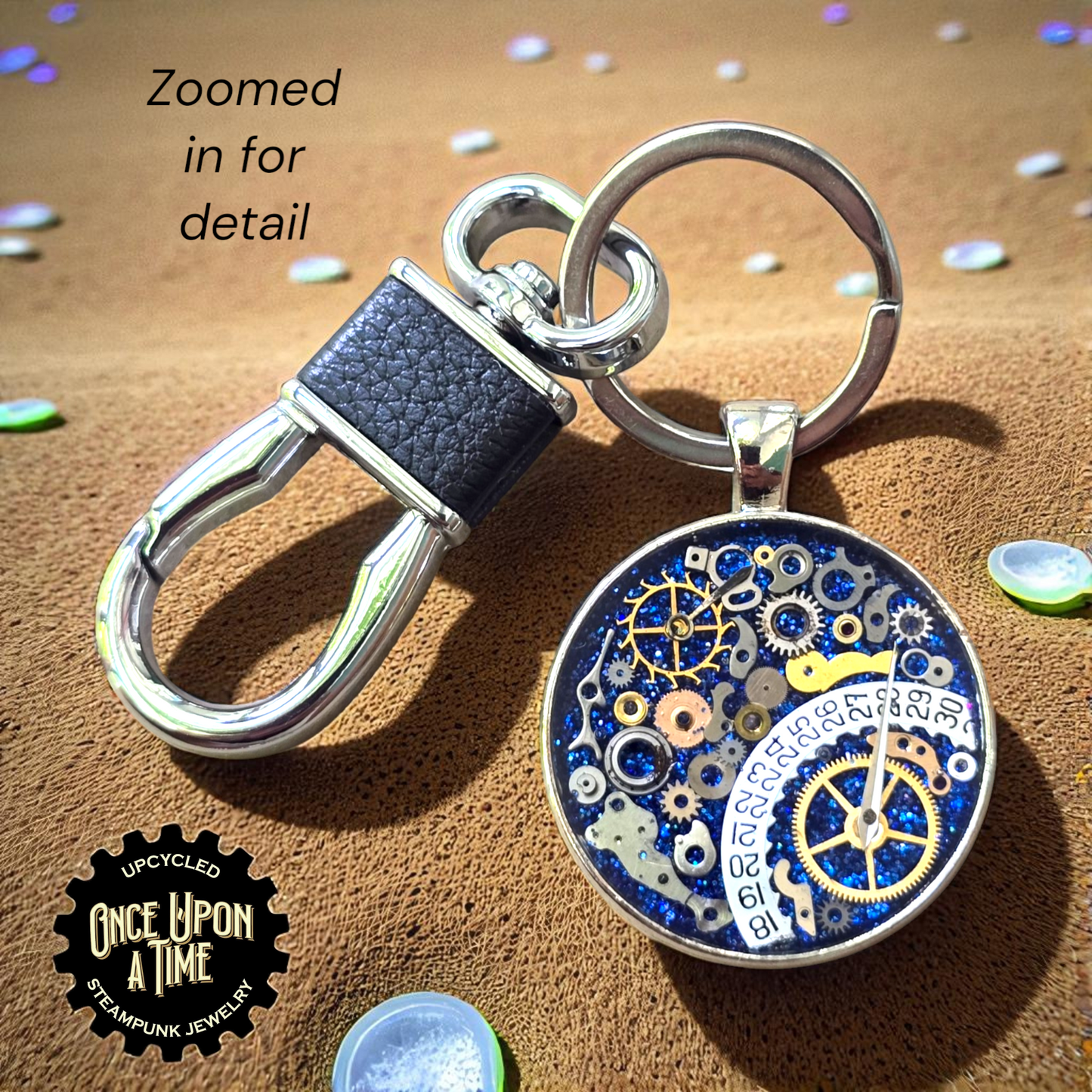 Calendar Large Round Watch Part Keychain