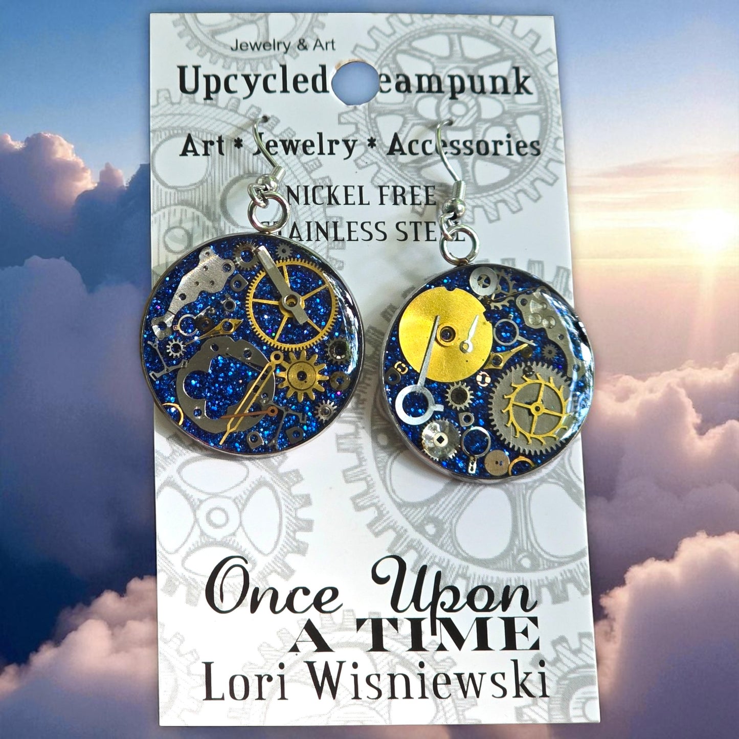 XL Round Watch Part Dangle Earrings