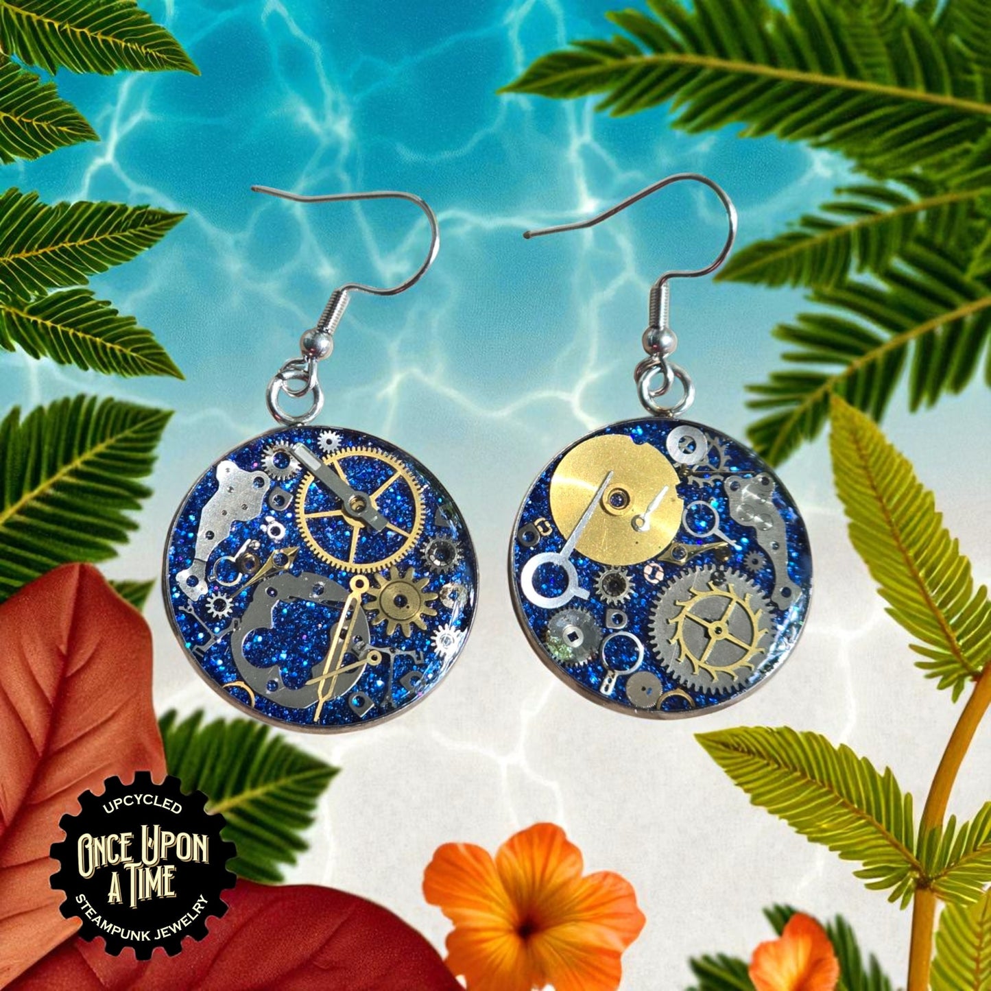 XL Round Watch Part Dangle Earrings