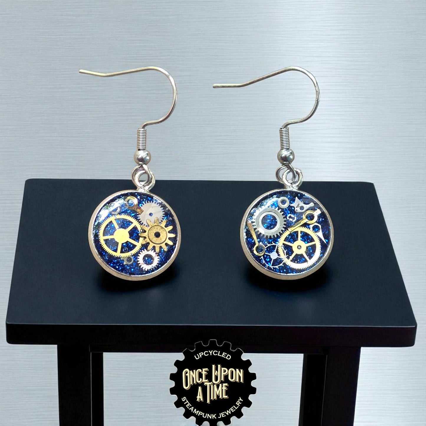 Small Round Watch Part Dangle Earrings