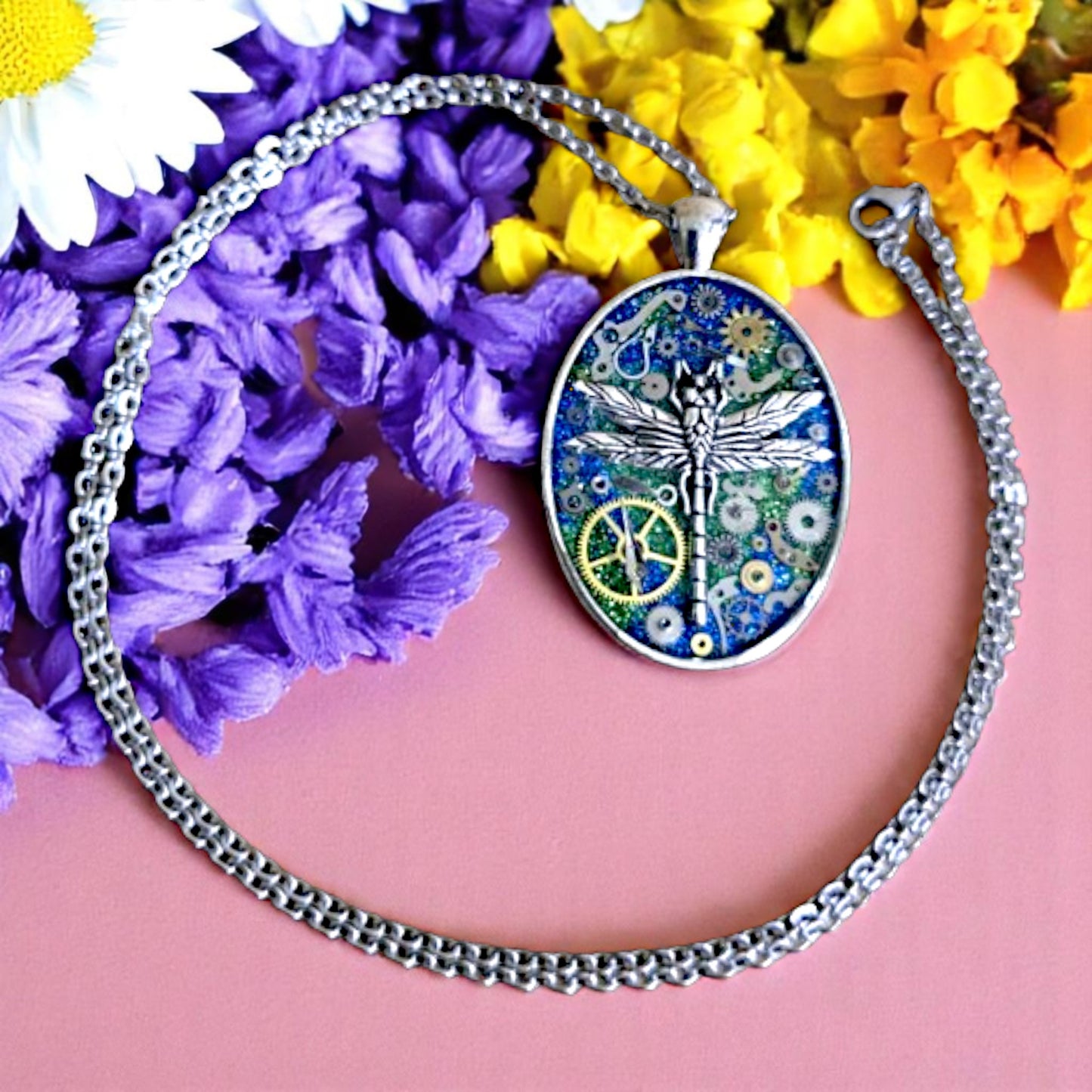 Dragonfly Oval Watch Part Pendants