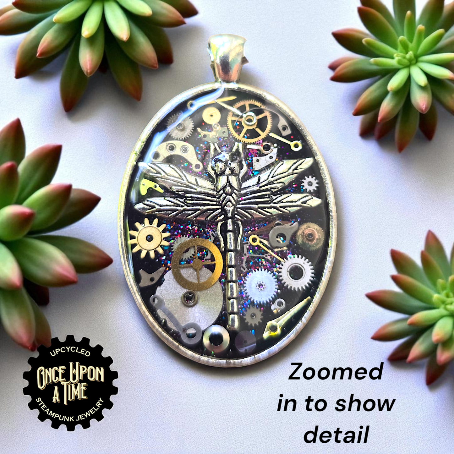 Dragonfly Oval Watch Part Keychain