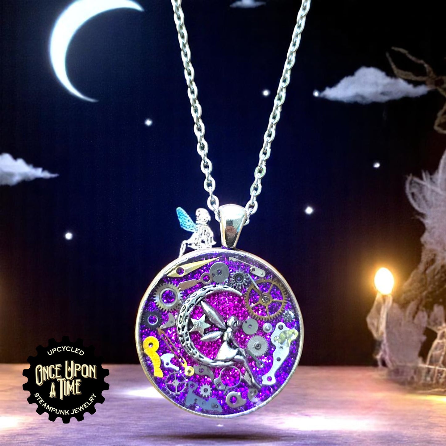 Fairy Moon Lg Round Watch Part Pendant