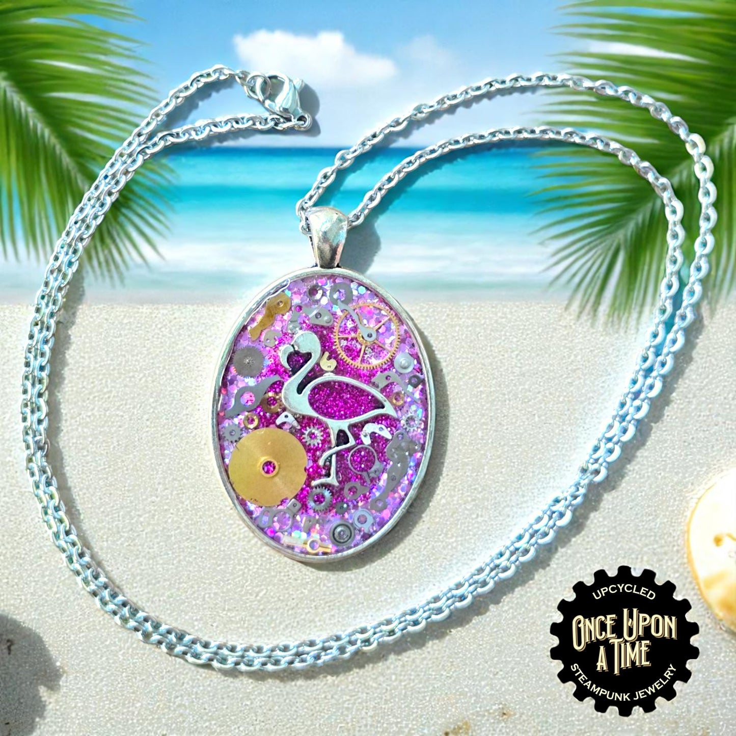 Flamingo Oval Watch Part Pendants