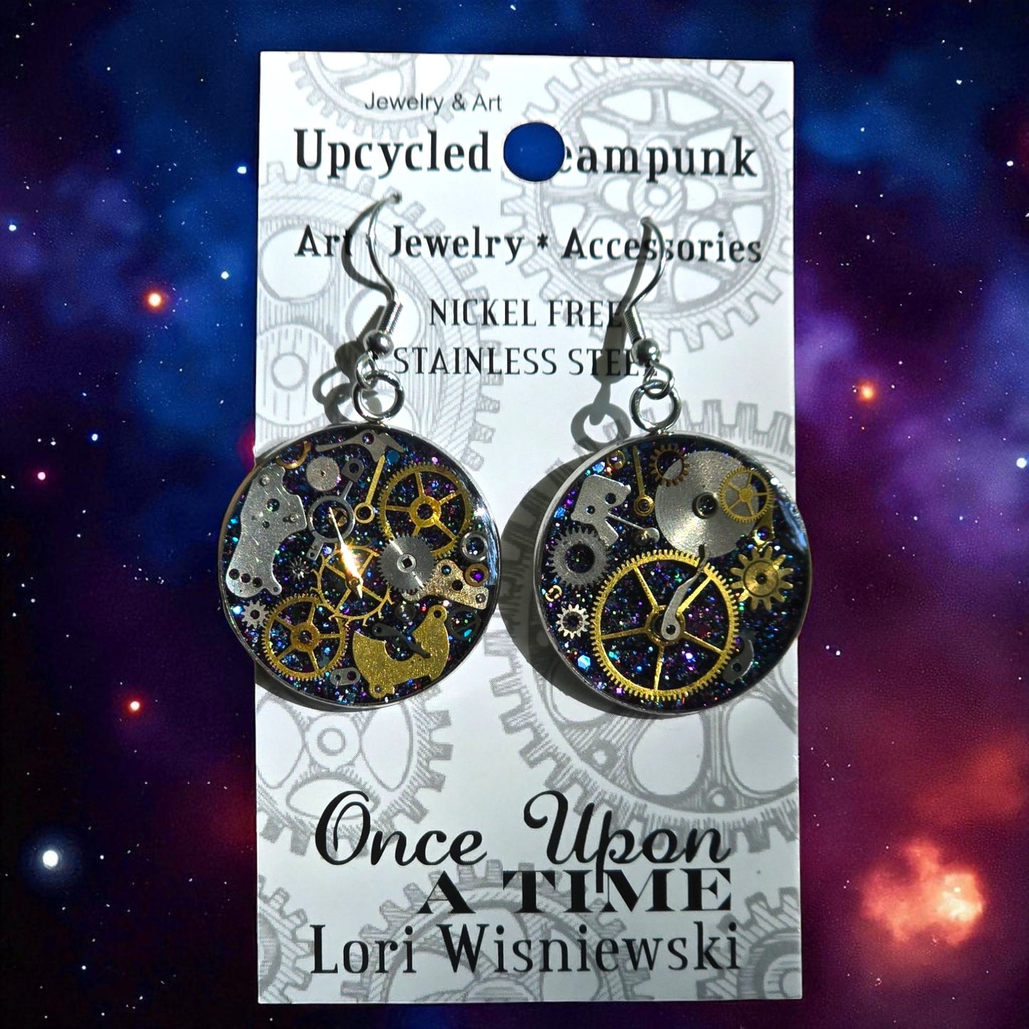 XL Round Watch Part Dangle Earrings