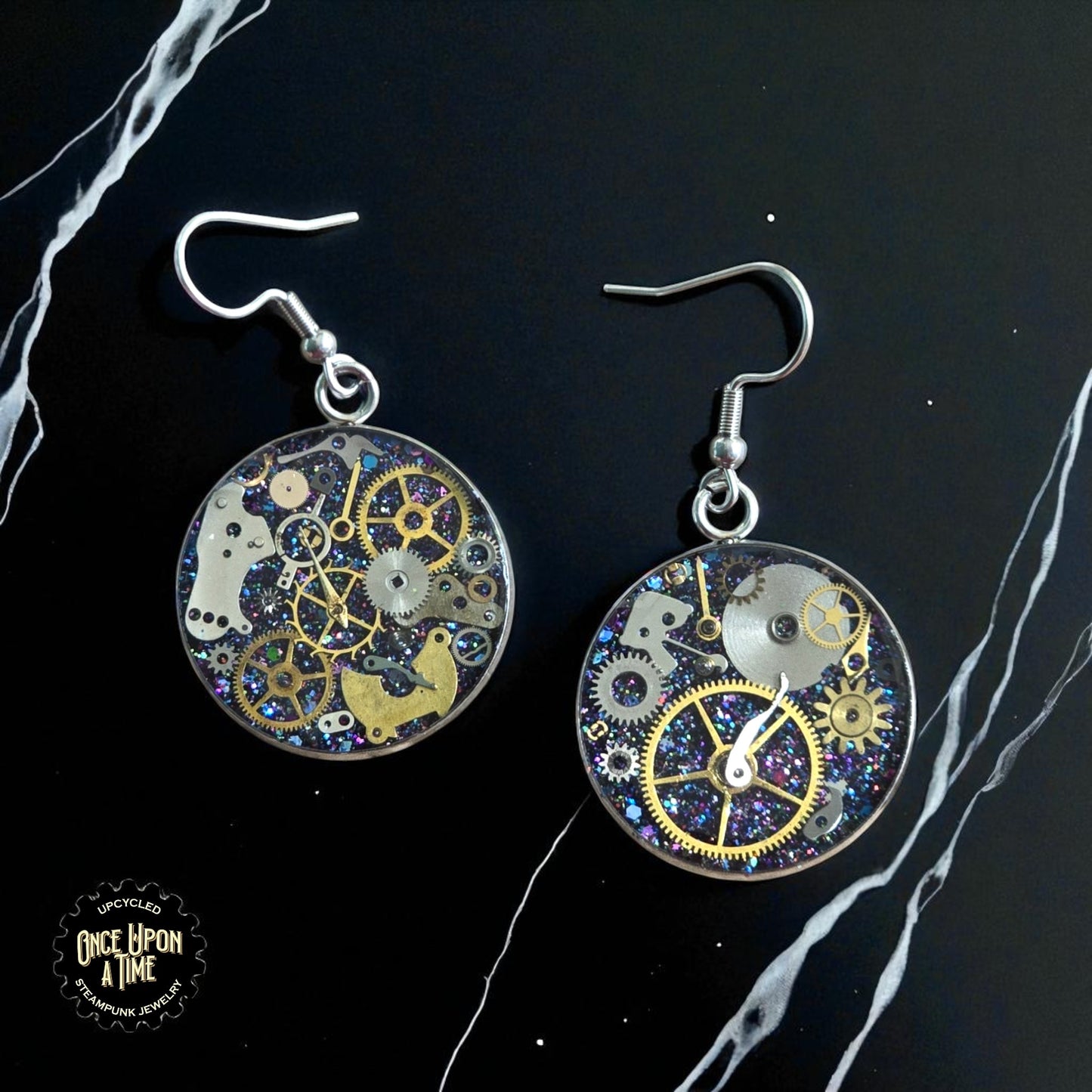 XL Round Watch Part Dangle Earrings