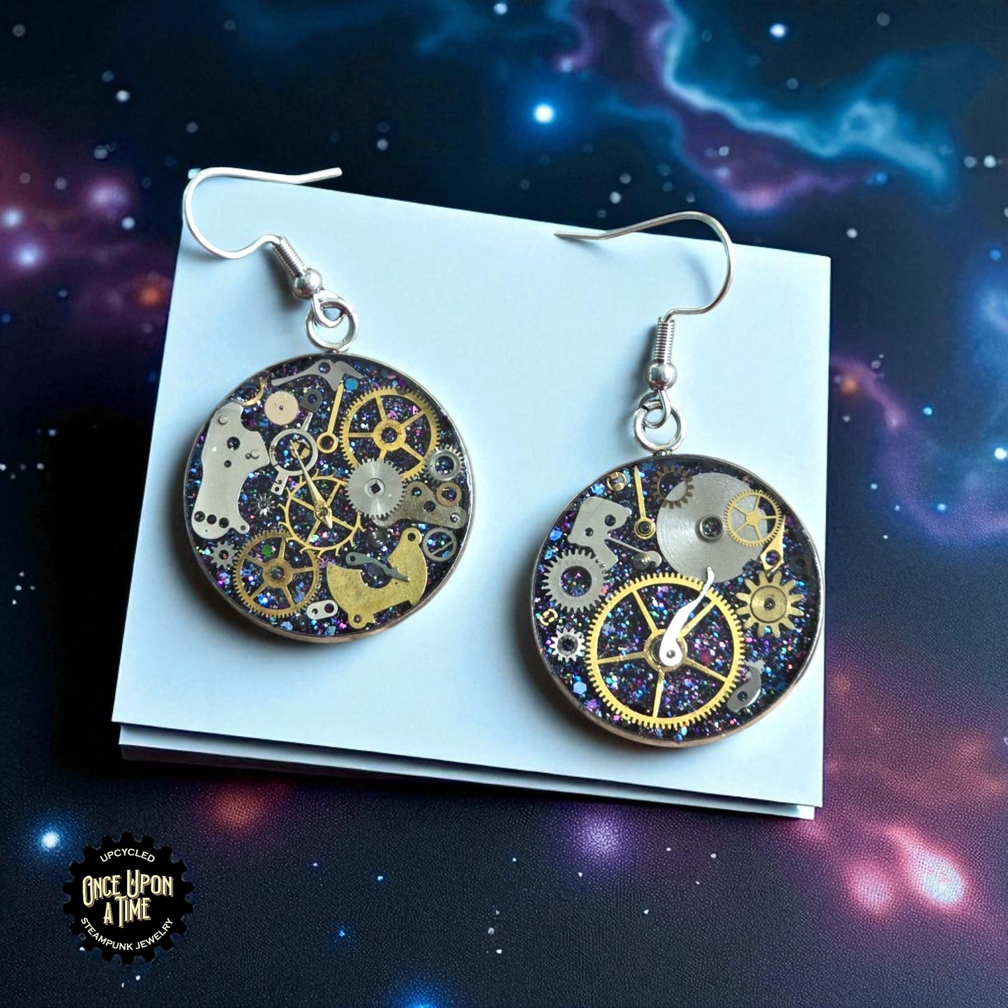 XL Round Watch Part Dangle Earrings