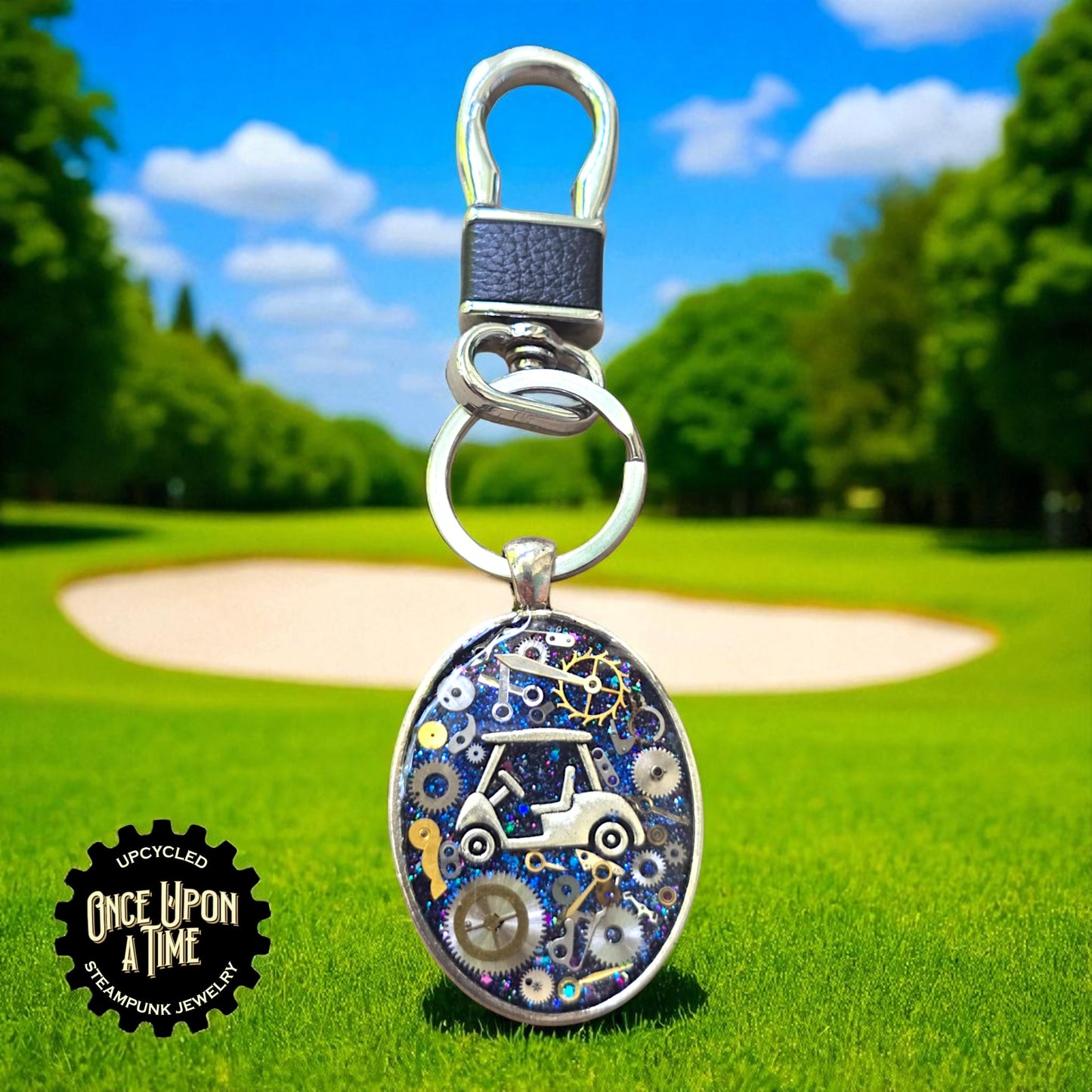 Golf Cart Oval Watch Part Keychain