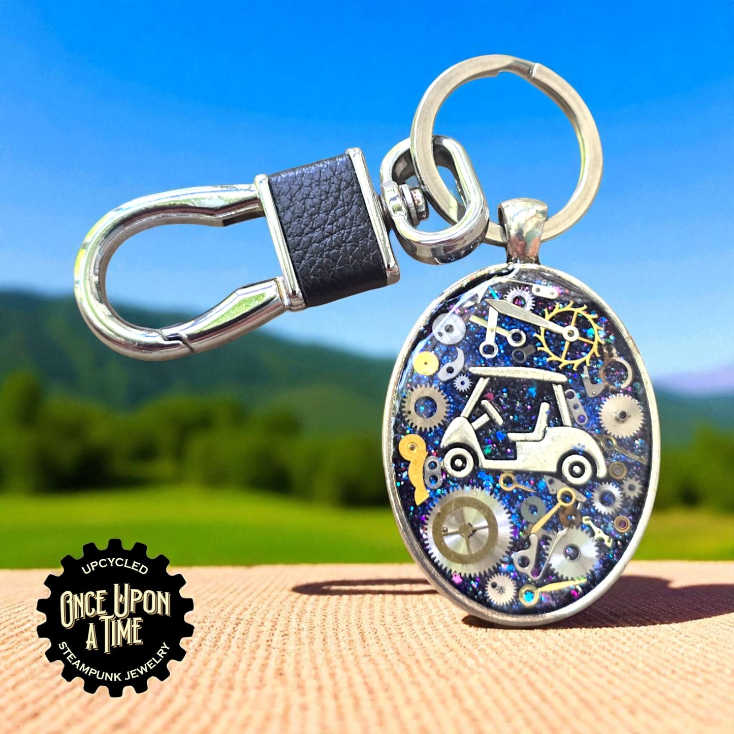 Golf Cart Oval Watch Part Keychain