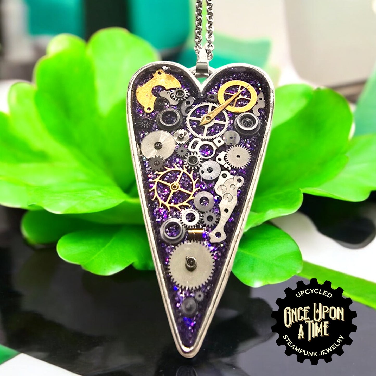 Cog Heart Watch Part Pendant