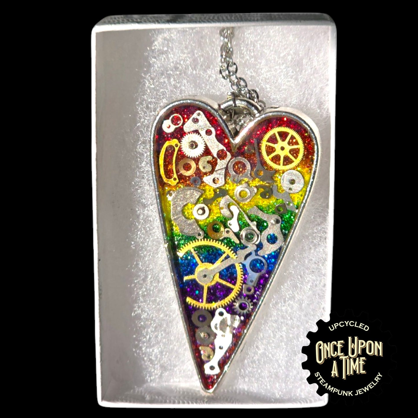 Rainbow Heart Watch Part Pendant