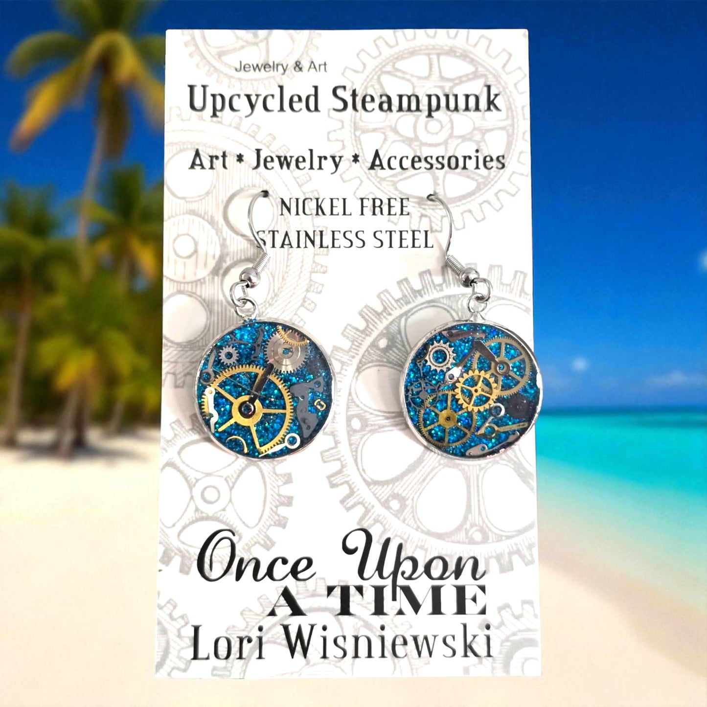 Medium Round Watch Part Dangle Earrings