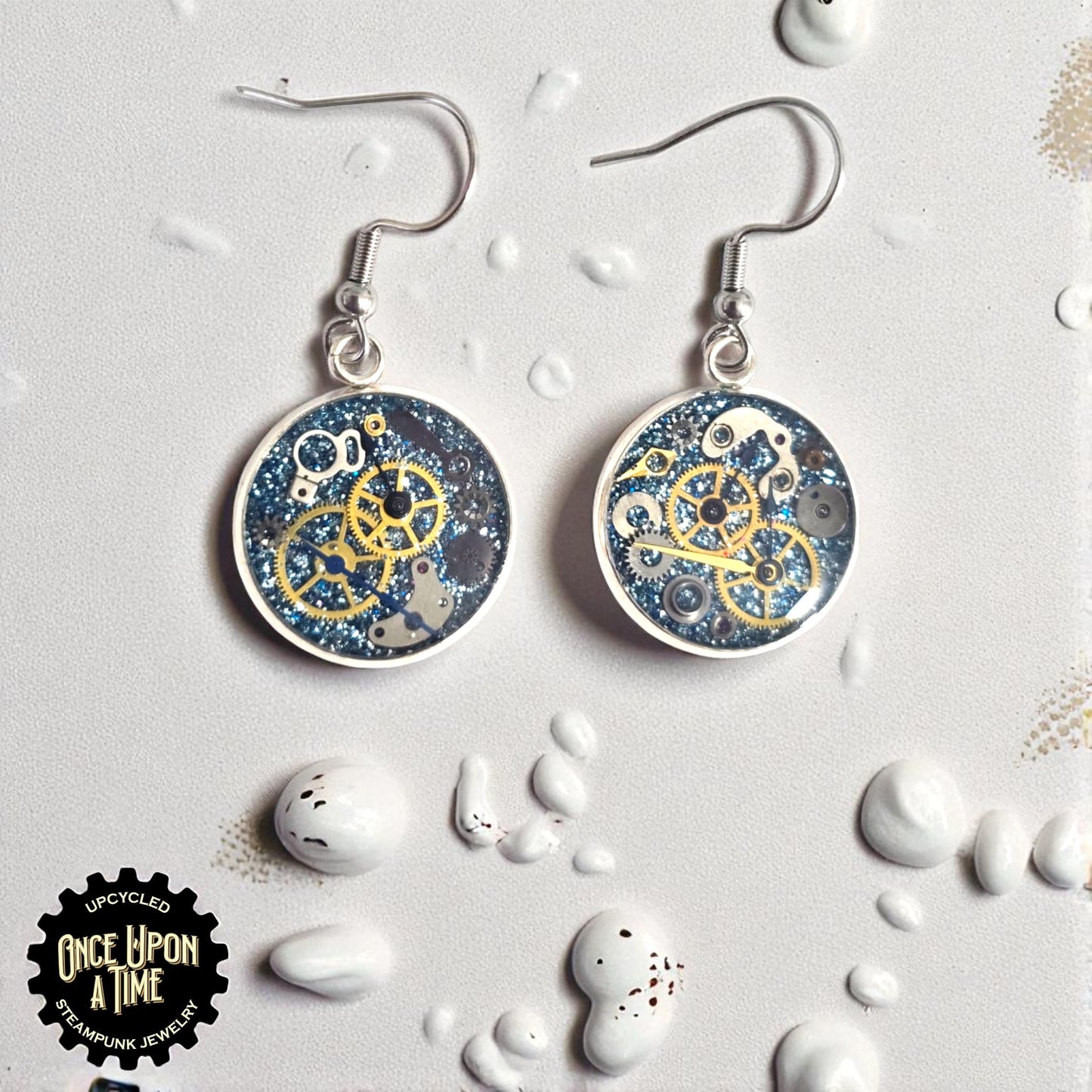 Medium Round Watch Part Dangle Earrings