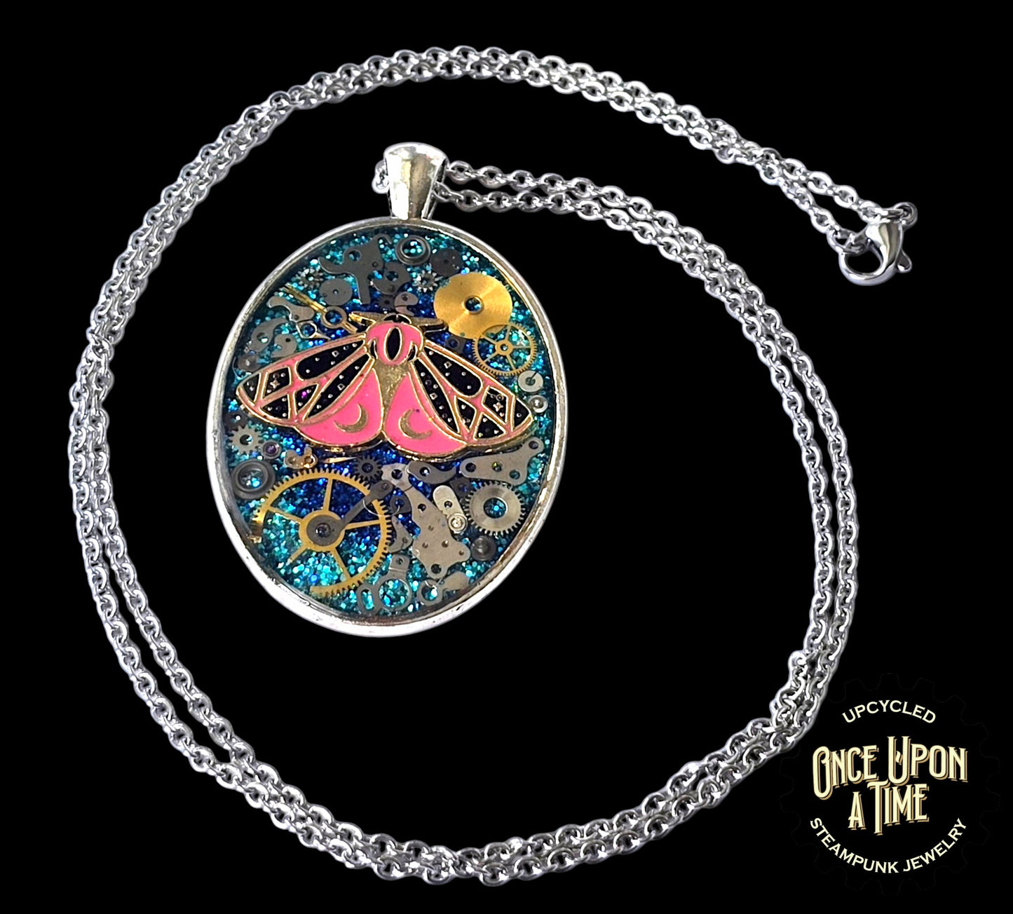 Luna Moth Oval Watch Part Pendant