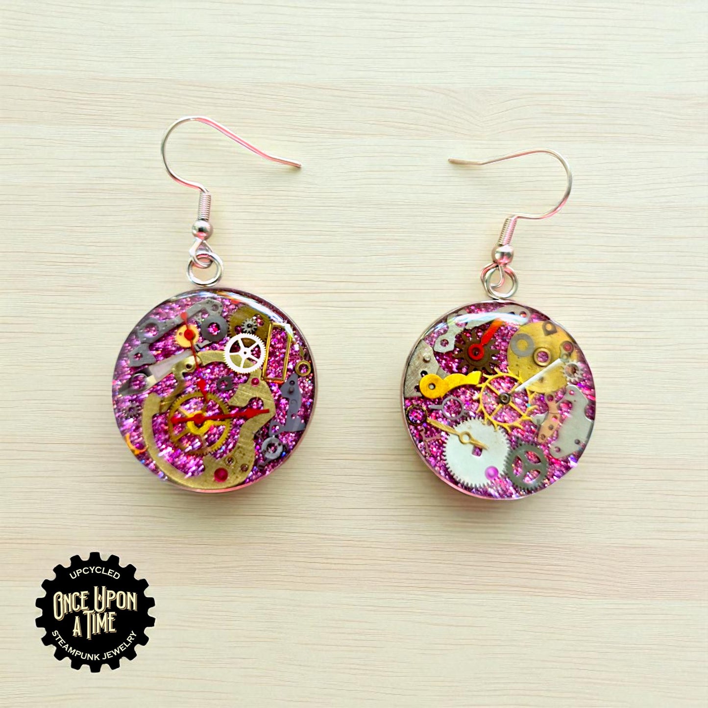 XL Round Watch Part Dangle Earrings