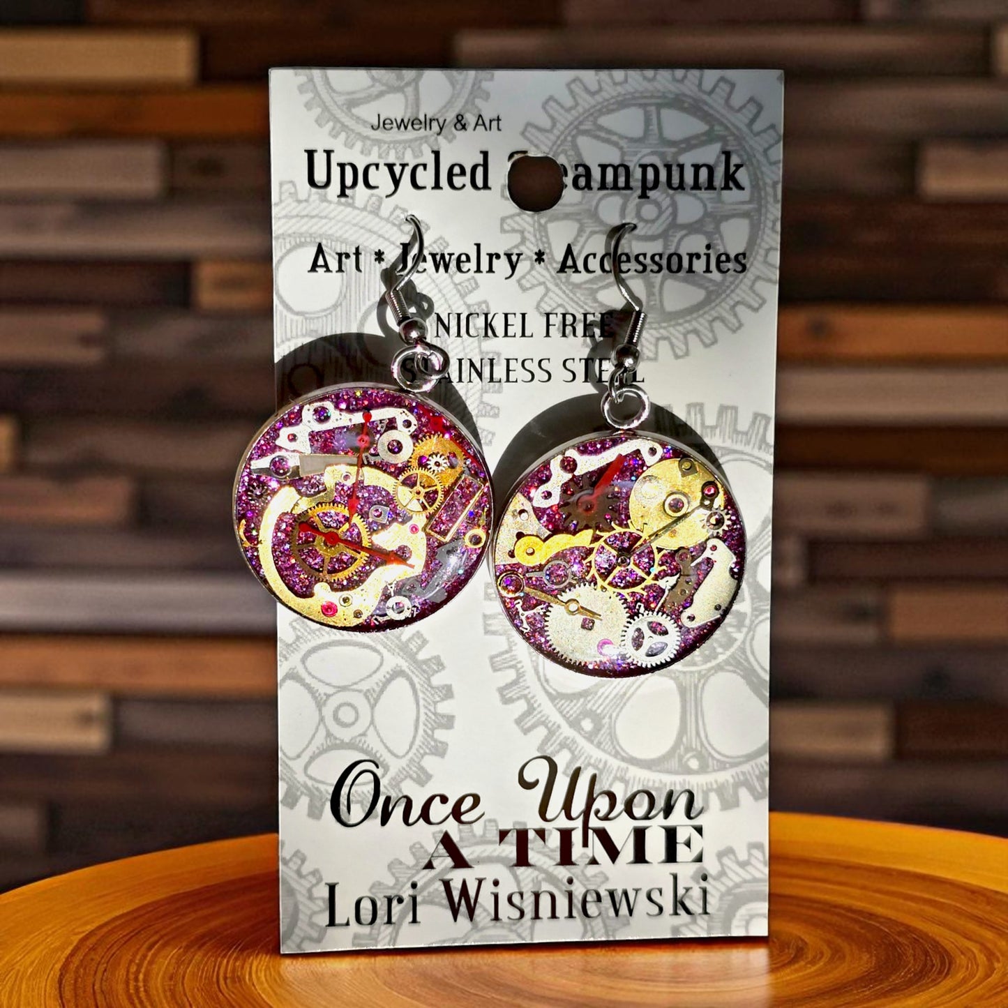 XL Round Watch Part Dangle Earrings