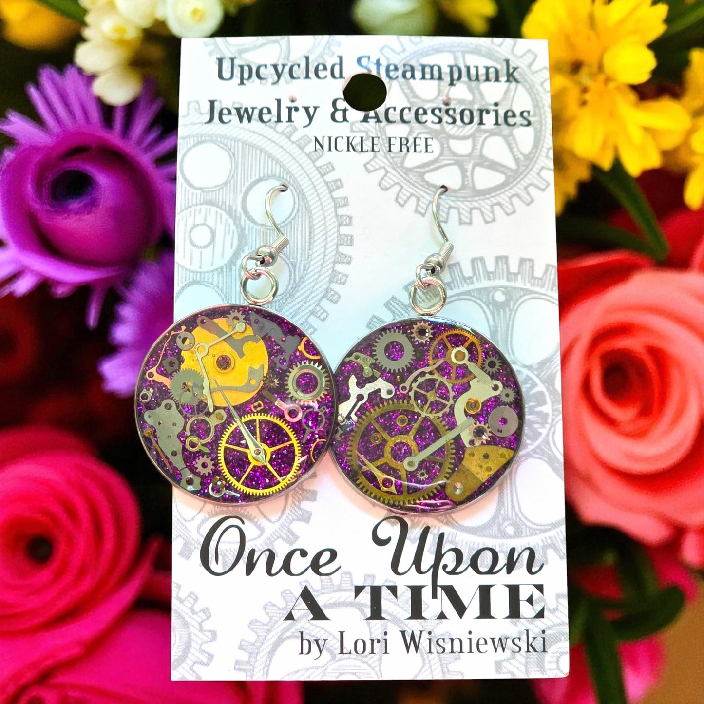 XL Round Watch Part Dangle Earrings