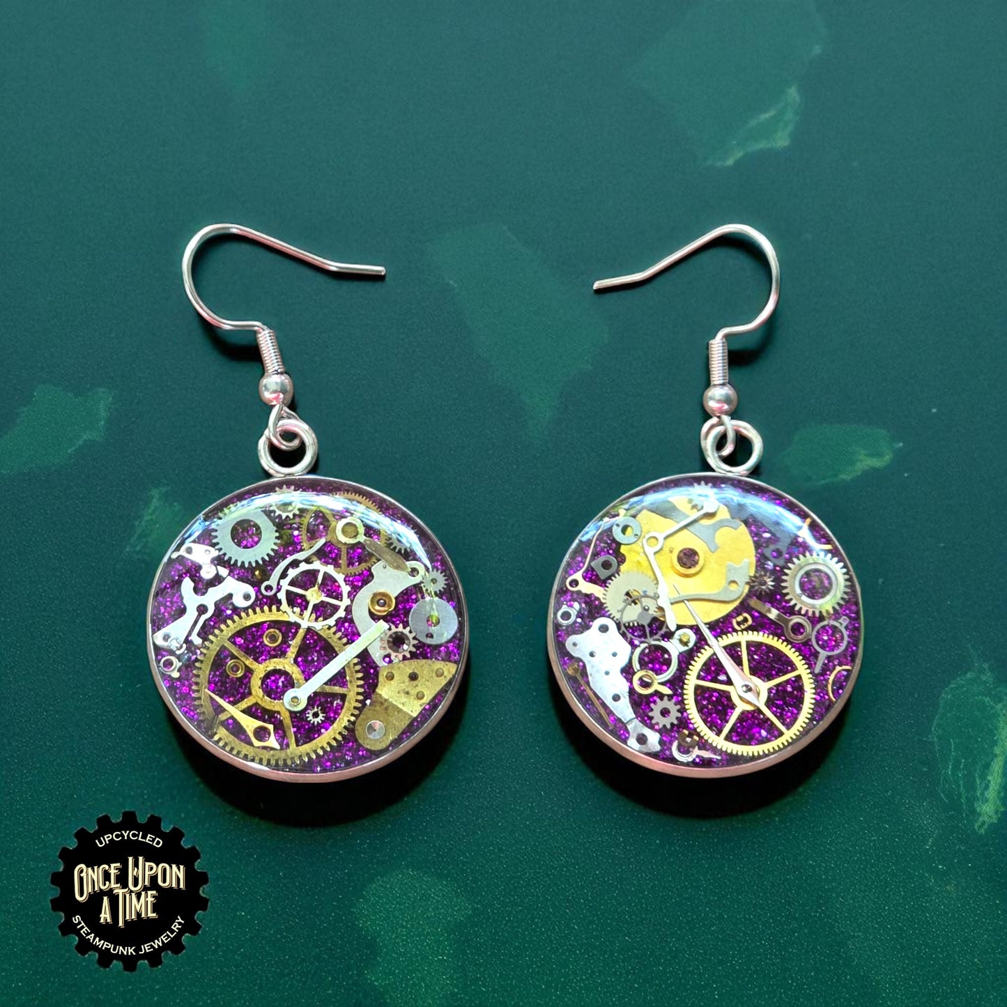 XL Round Watch Part Dangle Earrings
