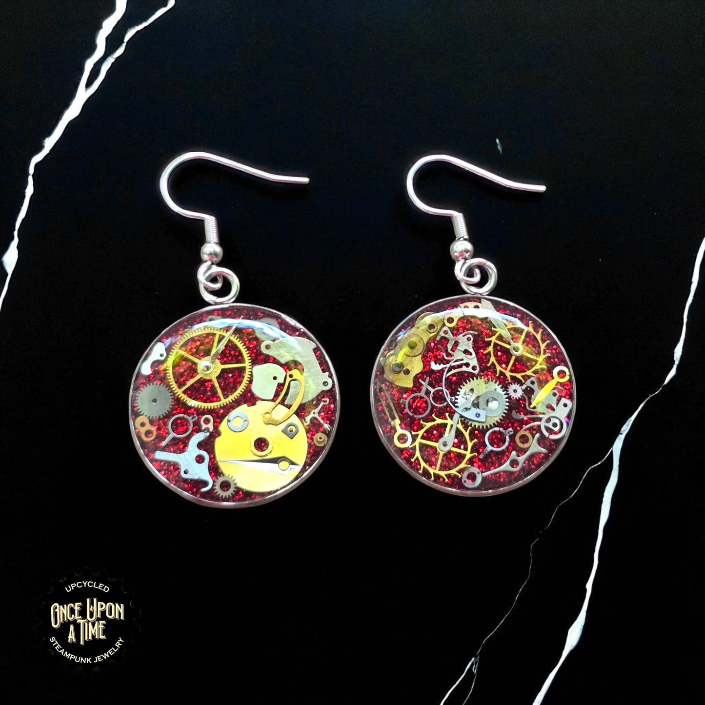 XL Round Watch Part Dangle Earrings