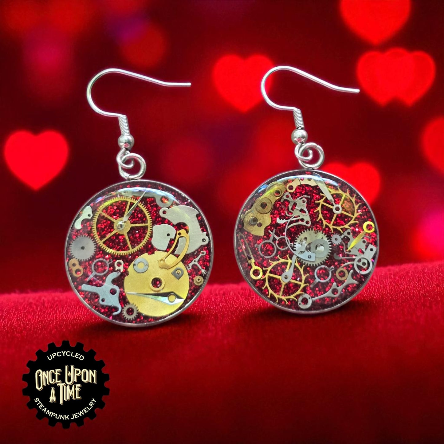 XL Round Watch Part Dangle Earrings
