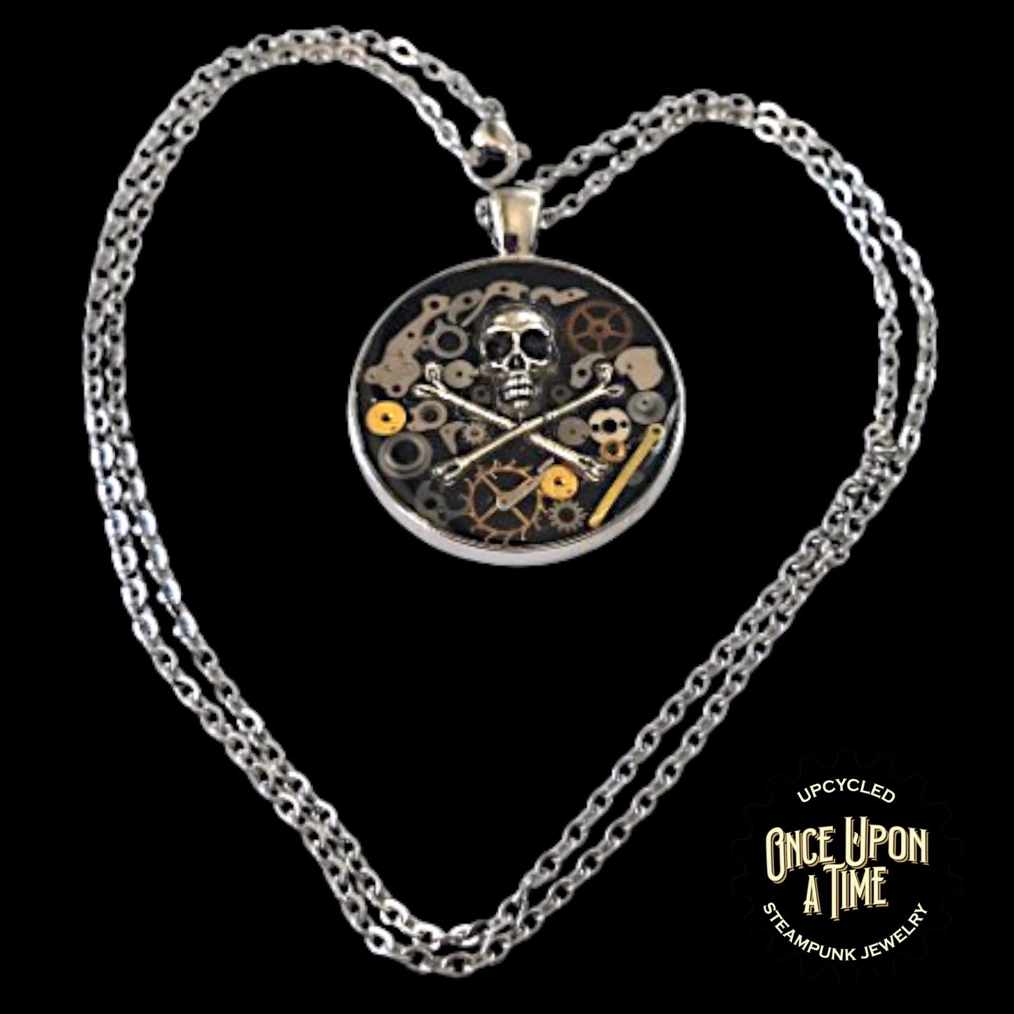 Skull & Crossbones Round Watch Part Pendant - Pirate