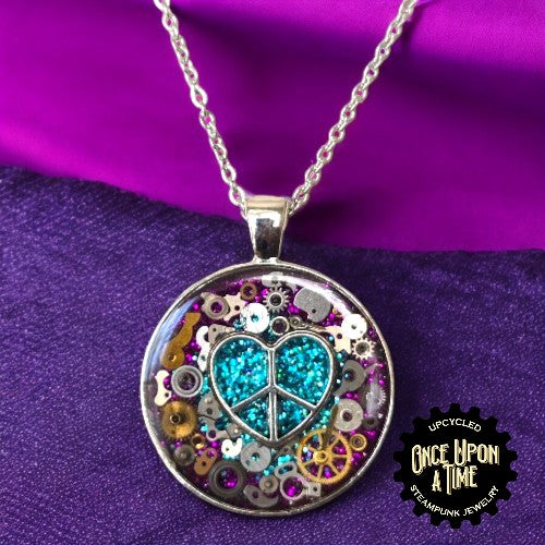Heart of Peace Round Watch Part Pendant