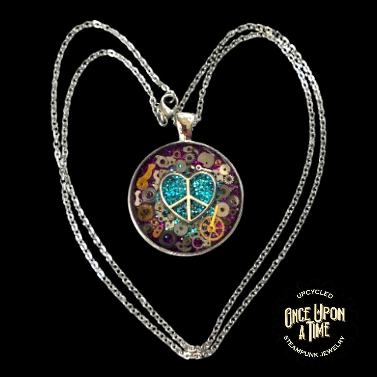 Heart of Peace Round Watch Part Pendant