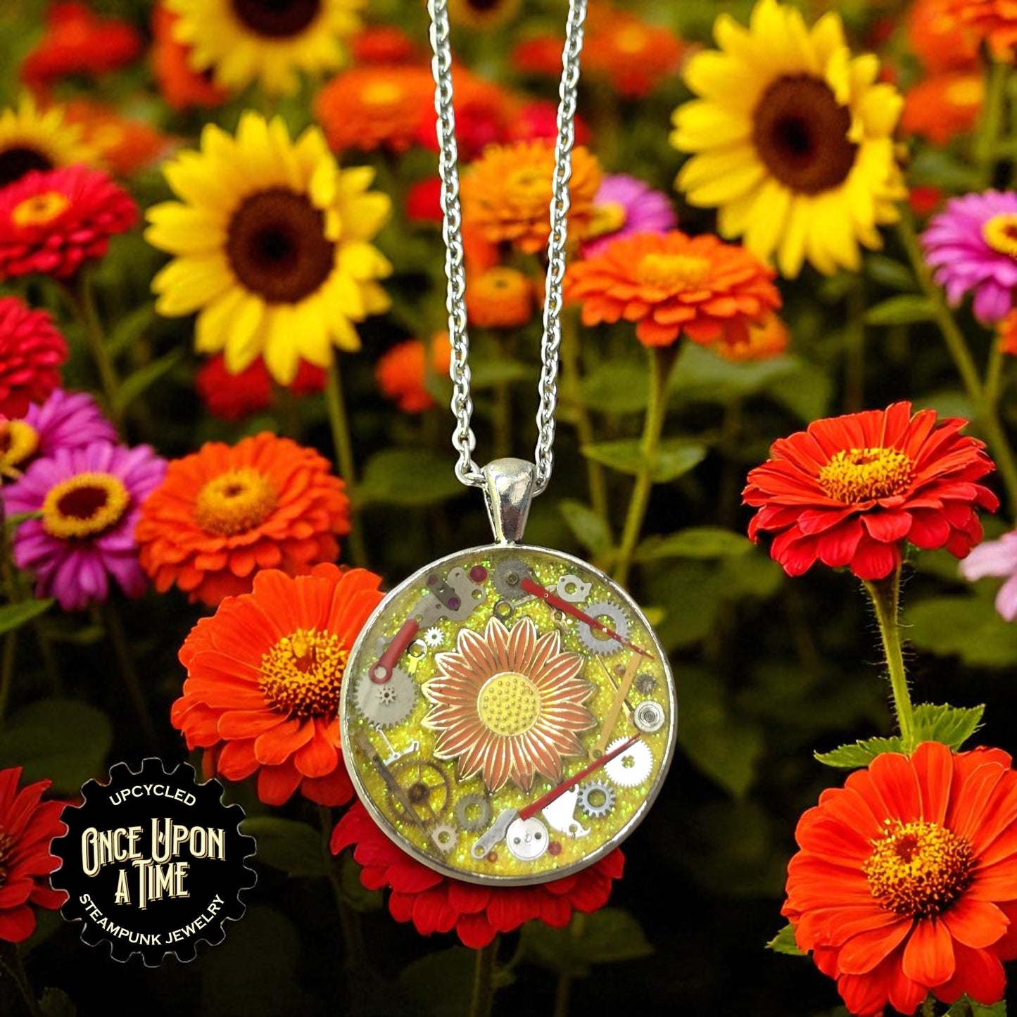 Sunflower Large Round Watch Part Pendant