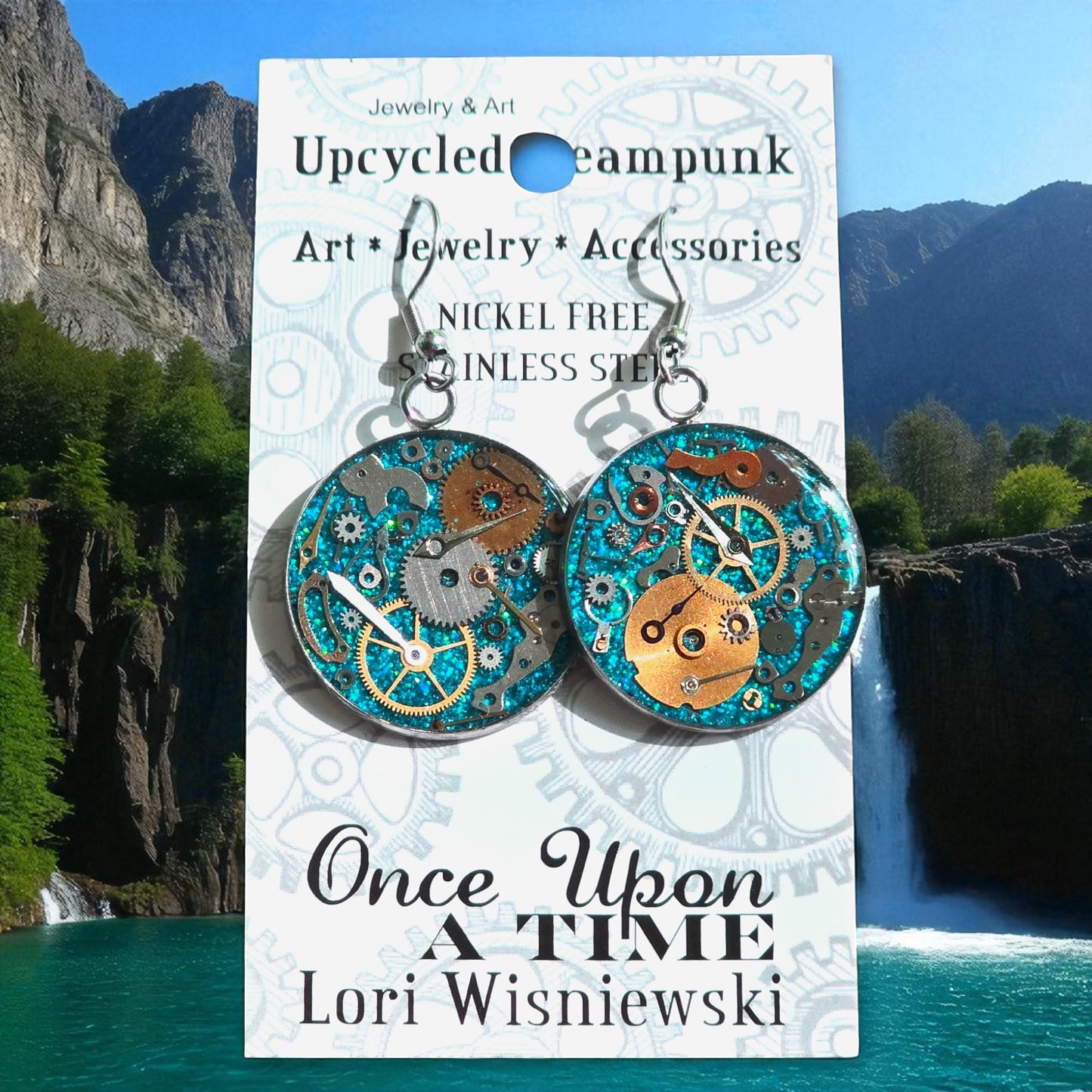 XL Round Watch Part Dangle Earrings