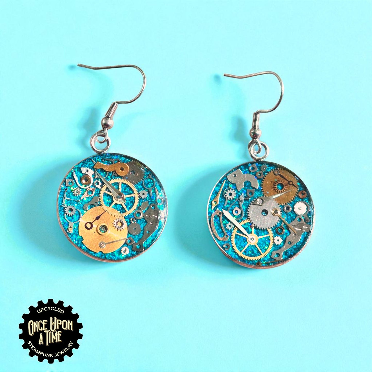 XL Round Watch Part Dangle Earrings