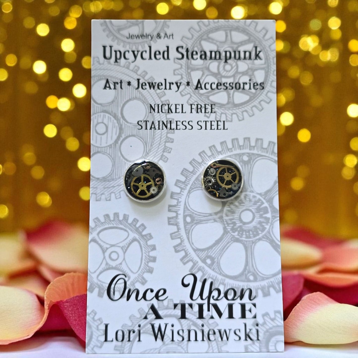 Small Stud Post Watch Part Earrings