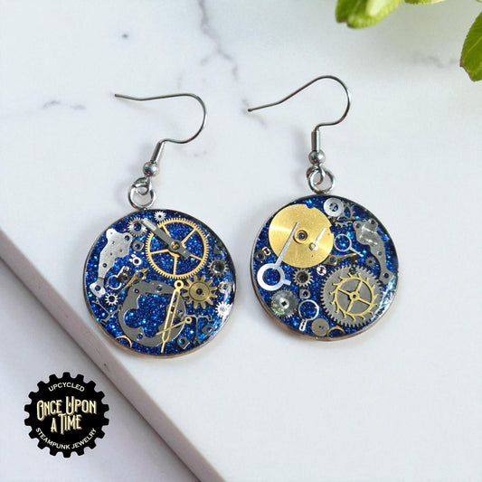 XL Round Watch Part Dangle Earrings