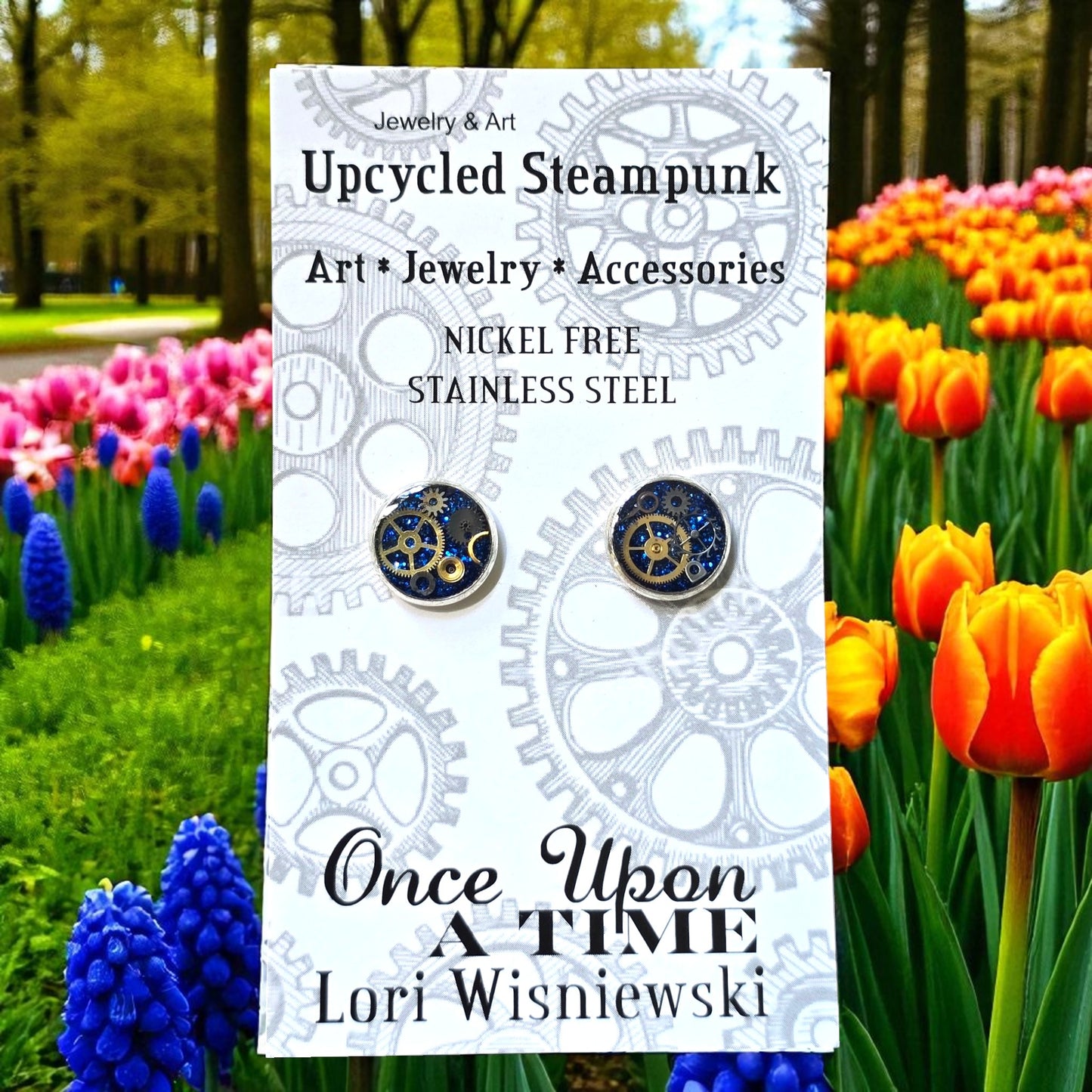 Small Stud Post Watch Part Earrings
