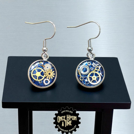 Small Round Watch Part Dangle Earrings