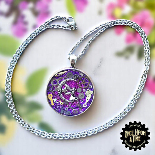 Fairy Moon Round Watch Part Pendant