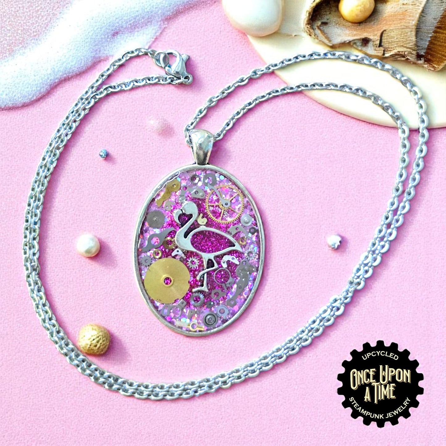 Flamingo Oval Watch Part Pendants