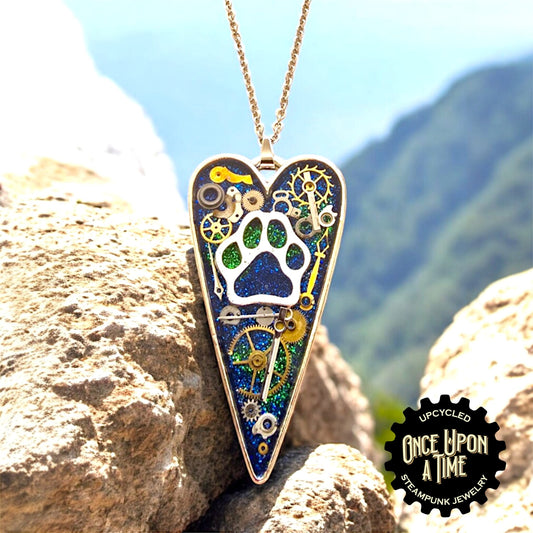 Paw Print Heart Watch Part Pendant
