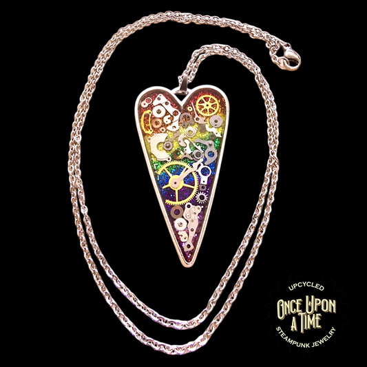 Rainbow Heart Watch Part Pendant