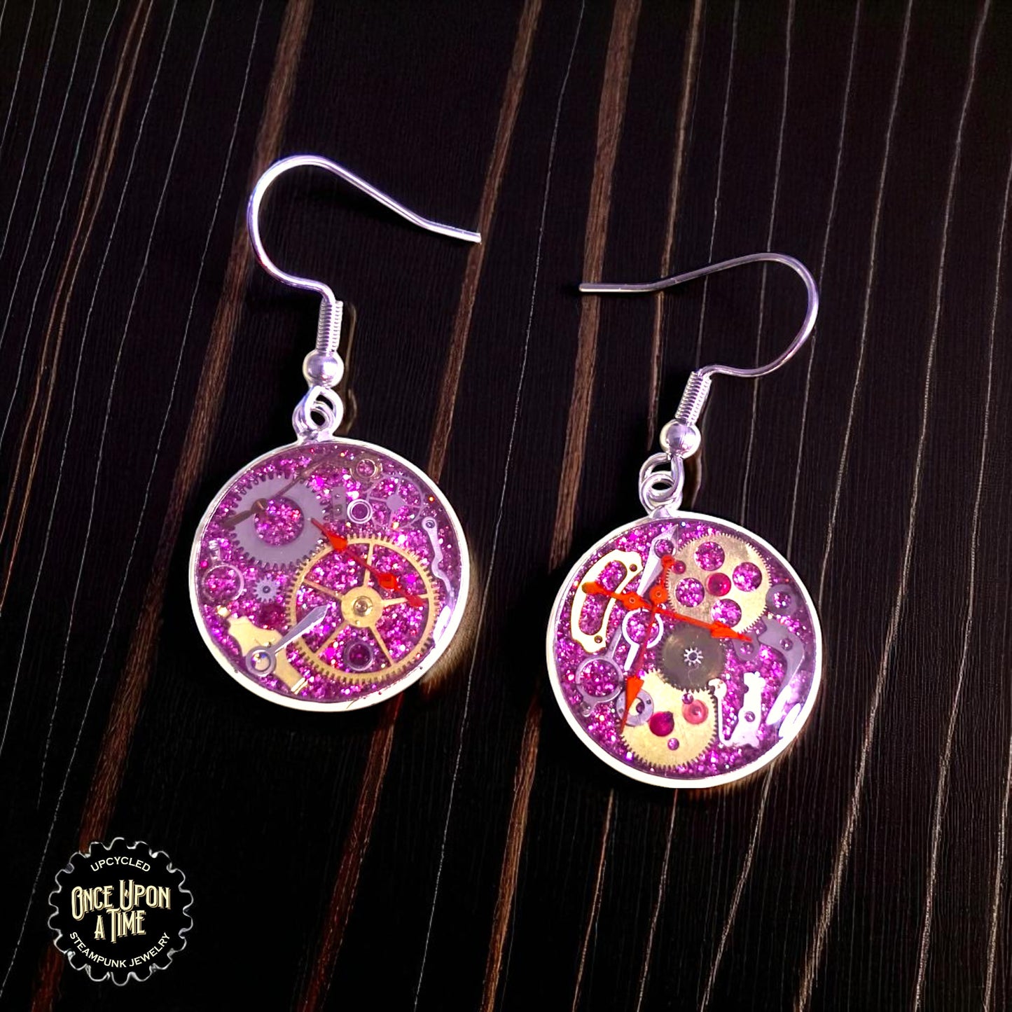 Medium Round Watch Part Dangle Earrings