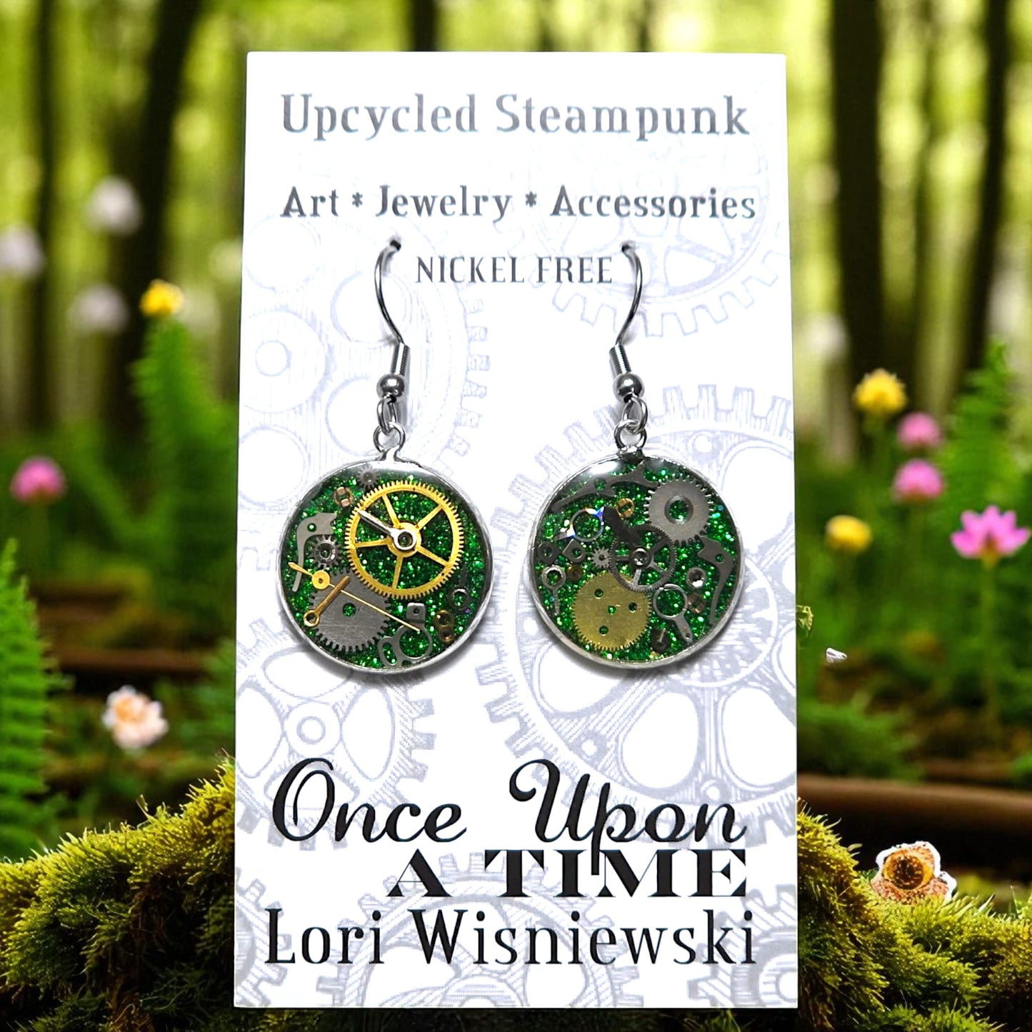 Medium Round Watch Part Dangle Earrings