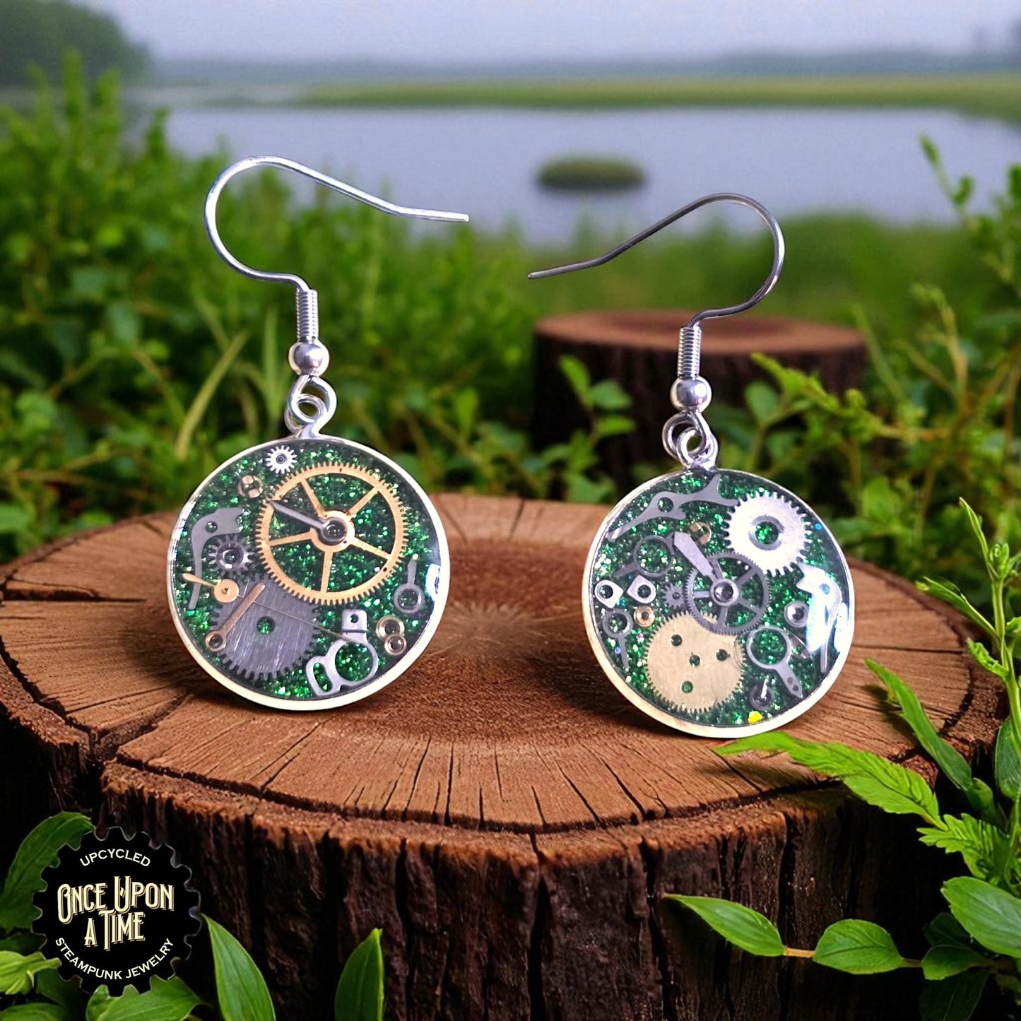 Medium Round Watch Part Dangle Earrings