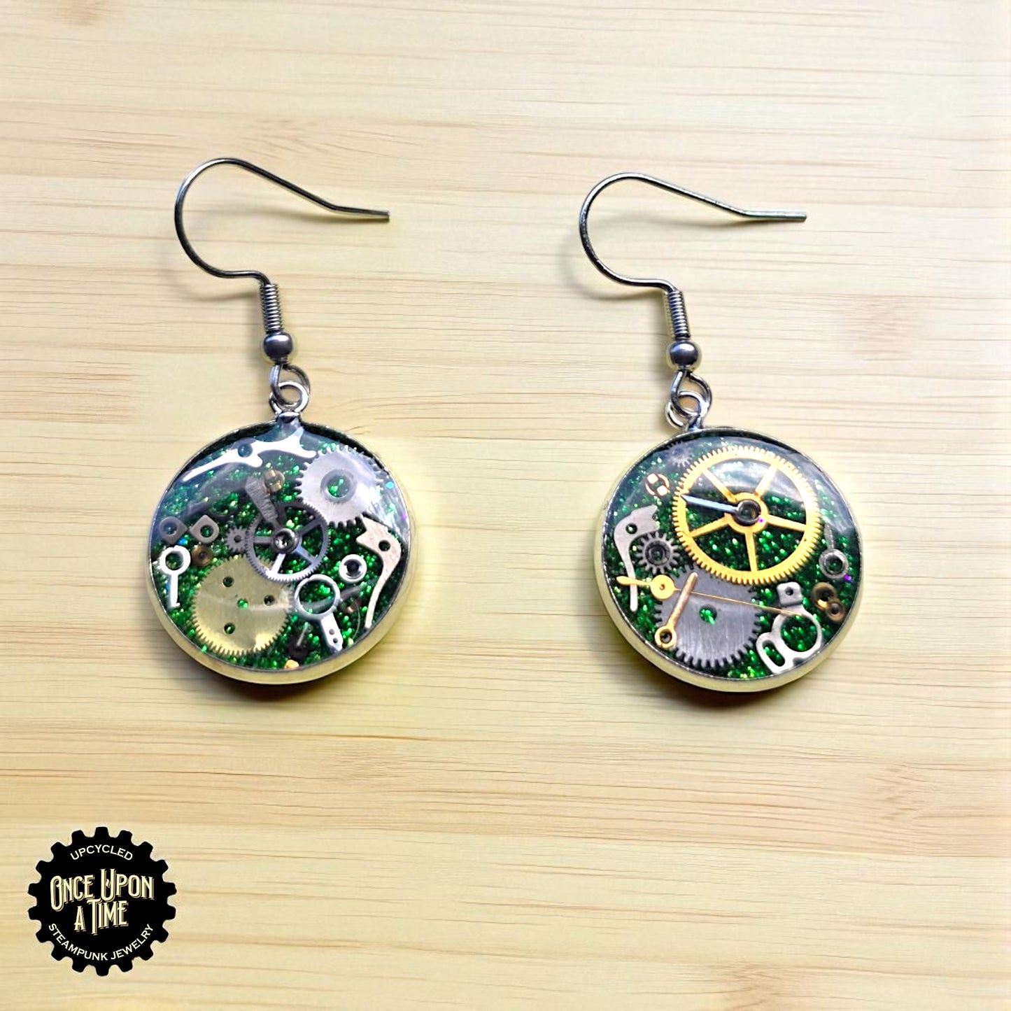 Medium Round Watch Part Dangle Earrings