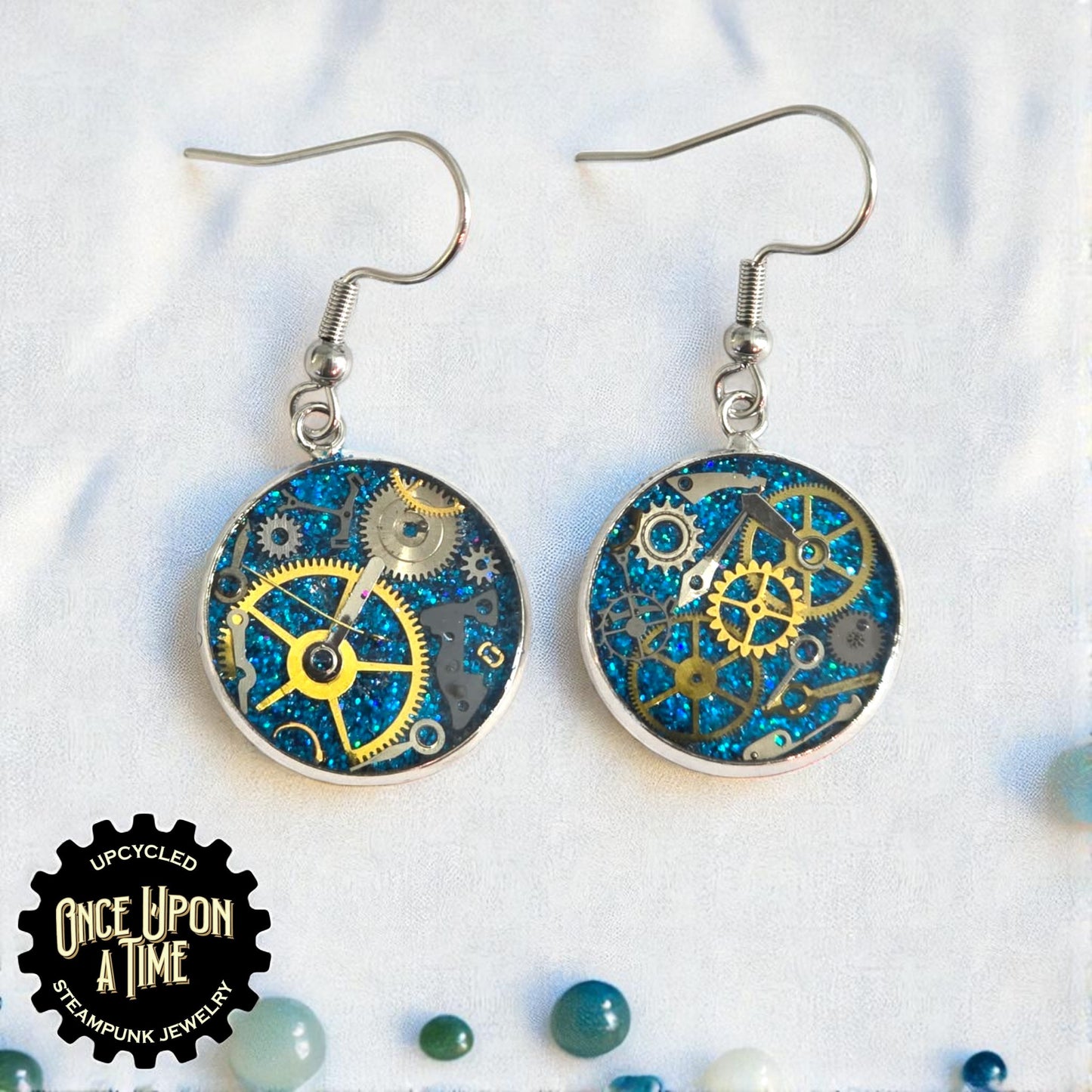 Medium Round Watch Part Dangle Earrings