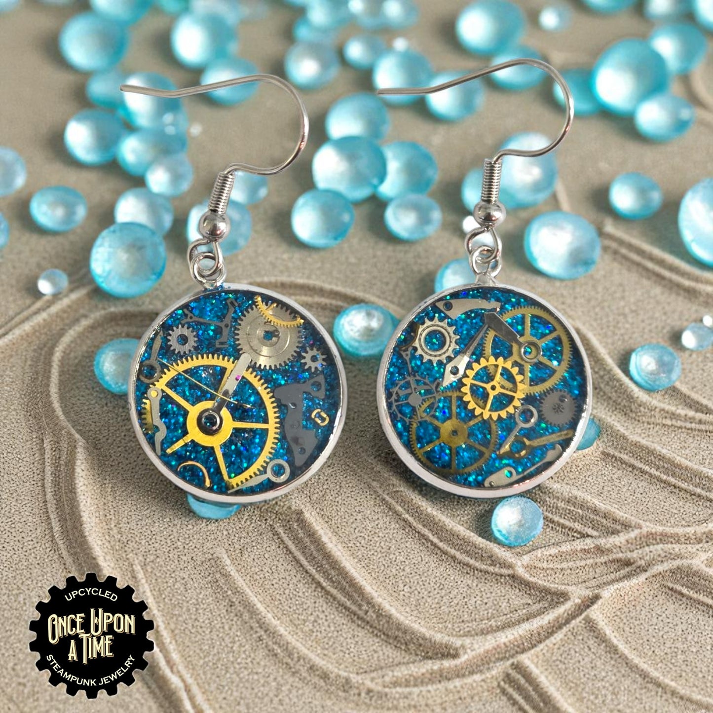 Medium Round Watch Part Dangle Earrings
