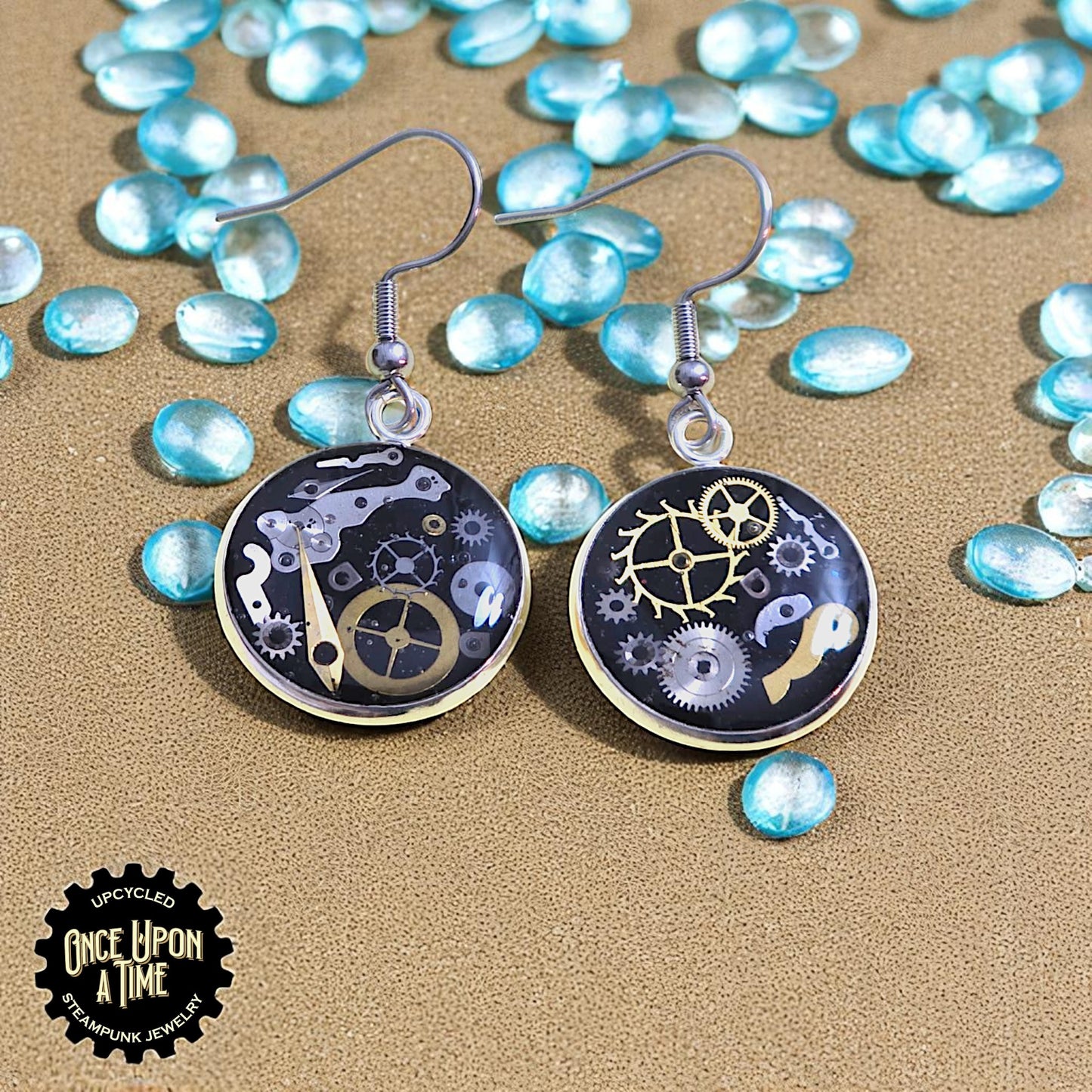Medium Round Watch Part Dangle Earrings