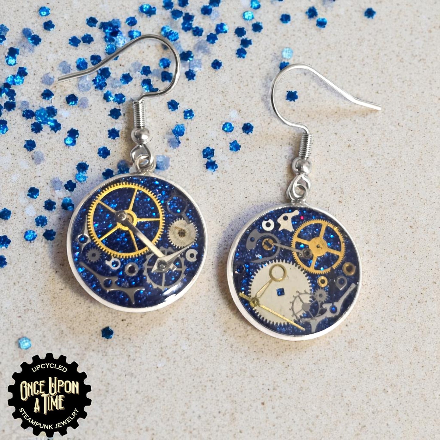 Medium Round Watch Part Dangle Earrings