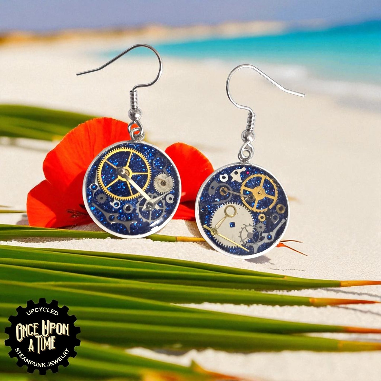 Medium Round Watch Part Dangle Earrings